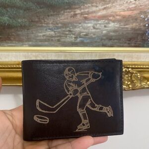 Hand crafted soft Leather Wallet with Hockey Design